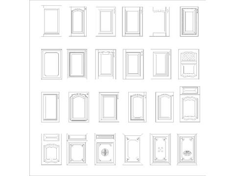  实木橱柜门cad图库 