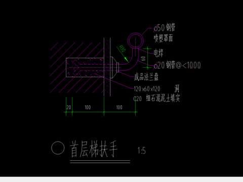  梯扶手节点大样图 