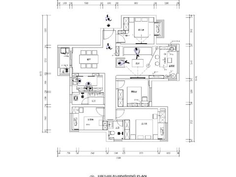  家装设计cad施工图 