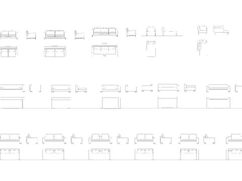  国外高端CAD模块系列之沙发cad图库 