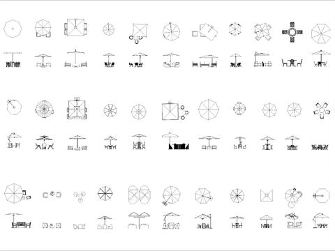  户外遮阳伞桌椅cad图库 
