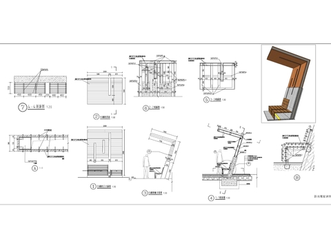  倾斜廊架cad详图 