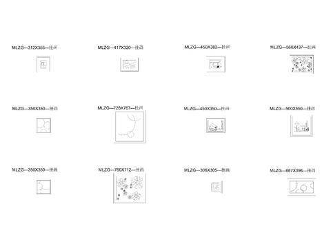  儿童房挂画立面cad图库 