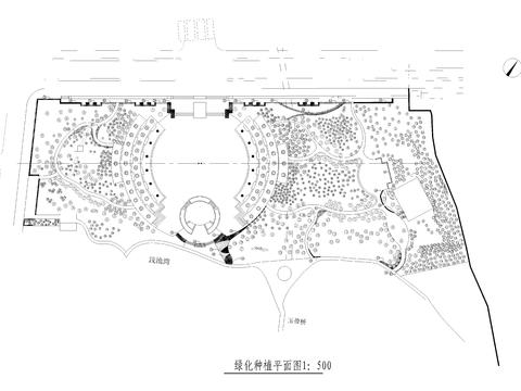  公園綠化植物平面cad施工圖 