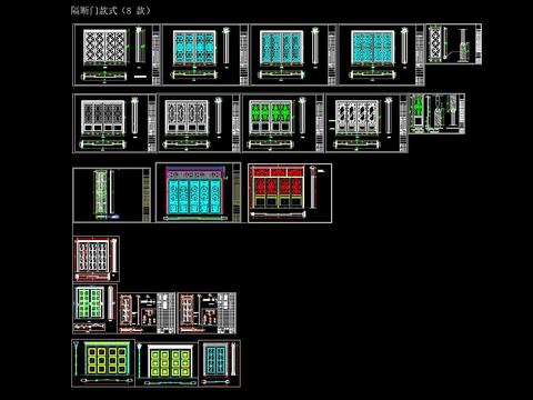  新中式隔断屏风cad图库 