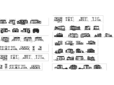  14套别墅外立面设计CAD图库 