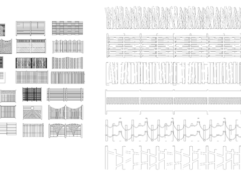  中式木围栏篱笆CAD施工图 