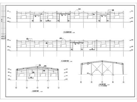  24米單跨鋼結(jié)構(gòu)門式剛架庫房CAD施工圖 