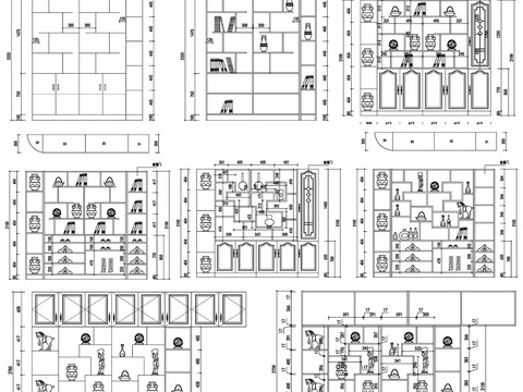  博古架中式柜室内设计素材cad图库 