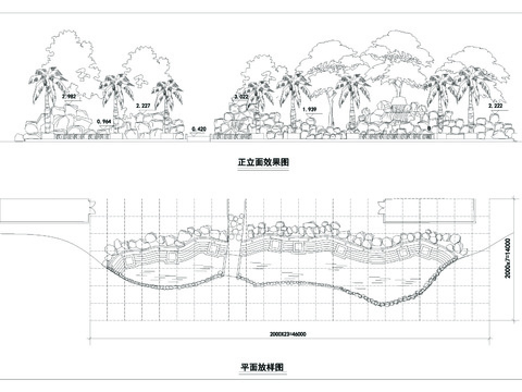  大瀑布cad大样图 