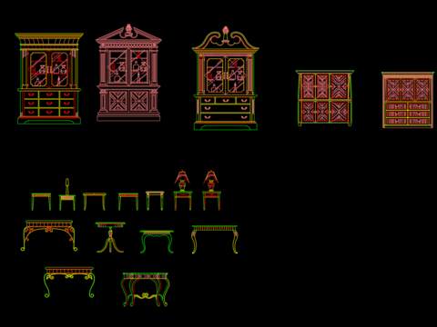  欧式茶几矮柜CAD施工图 