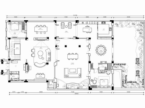  别墅平面布置CAD施工图 