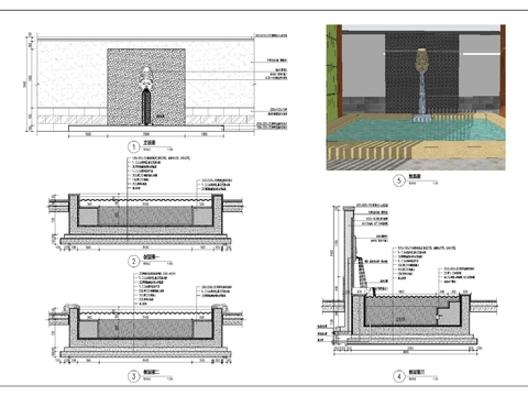  東南亞溫泉泡池cad施工圖 