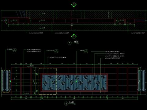  新中式景墙围墙节点大样 
