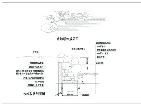  水池驳坎节点大样 