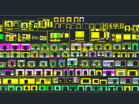  中式拱门博古架隔墙屏风cad图库 