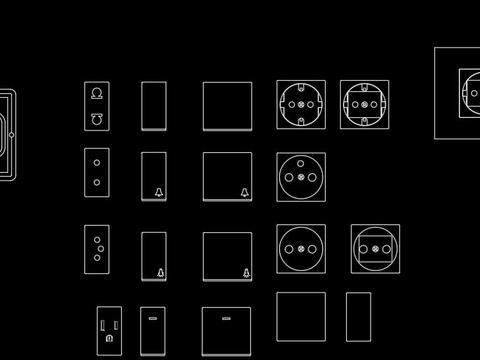  开关插座cad图库 