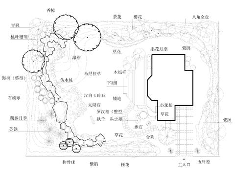  小庭院園林cad施工圖 