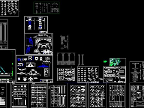  欧式角线cad图库 
