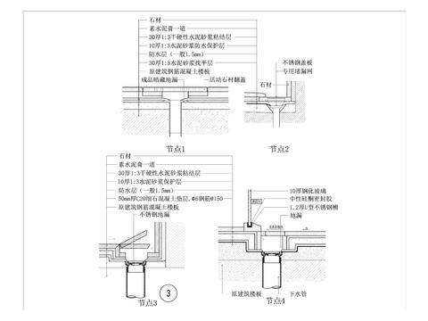  地漏剖面节点大样图 