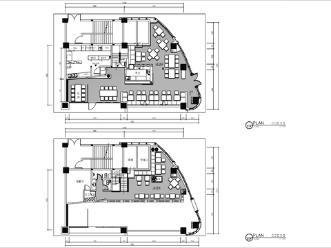  300㎡两层连锁快餐店cad平面图 