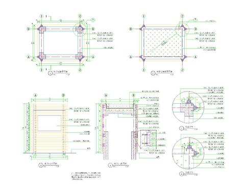  通风井木格栅外装饰节点大样 
