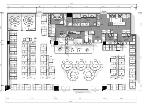 500㎡创意餐厅cad平面图 