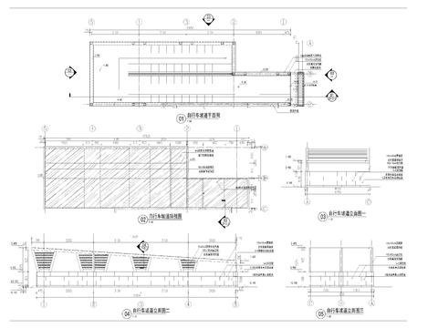  自行车坡道详图平面剖面节点大样图 