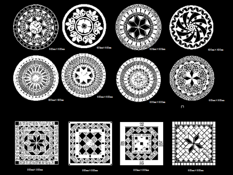  无缝石材花素材CAD施工图 