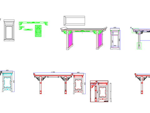  中式端景条案CAD图库 