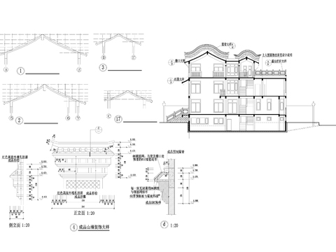  仿古住宅cad大样图 