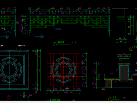  重檐亭cad大样图 