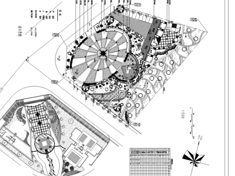  綠化廣場景觀cad施工圖 