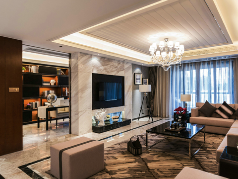  冷元宝 石家庄新源燕府样板房cad施工图 