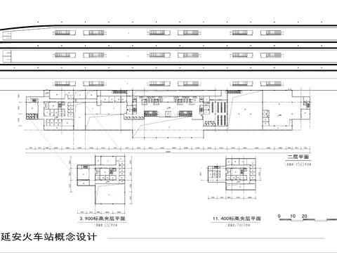  延安火車站全套概念cad方案圖 