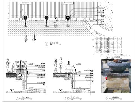  泳池木平台喷水钵cad大样图 