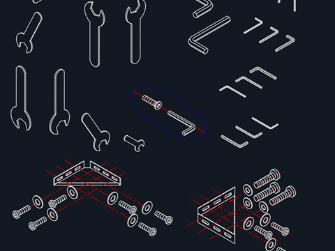  五金配件库安装图五金素材CAD施工图 