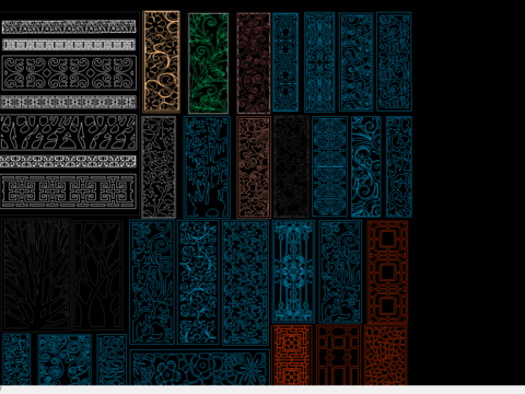  中式雕花cad图库 