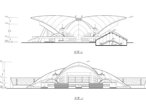  科技建筑CAD立面圖 