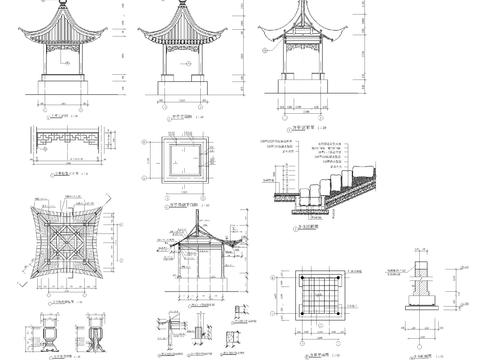  亭子cad大样图 