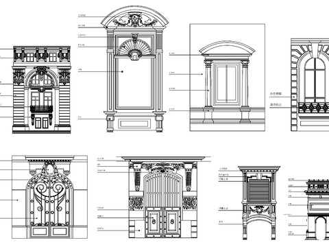  欧式建筑背景cad图块 