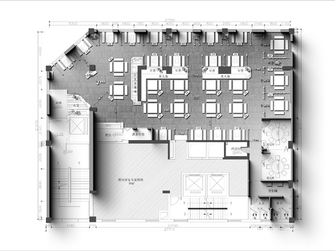  450㎡成都中式火锅店cad平面图 