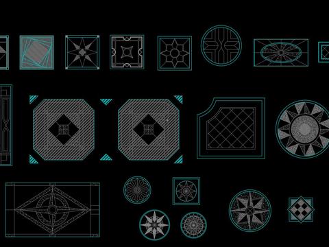  地面拼花 地面cad图库 