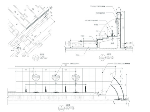  特色水景墙详图节点大样 
