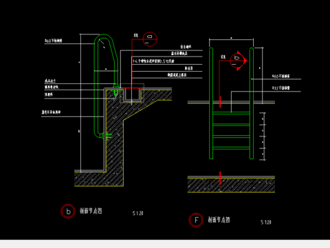  泳池下水扶手cad节点大样图 