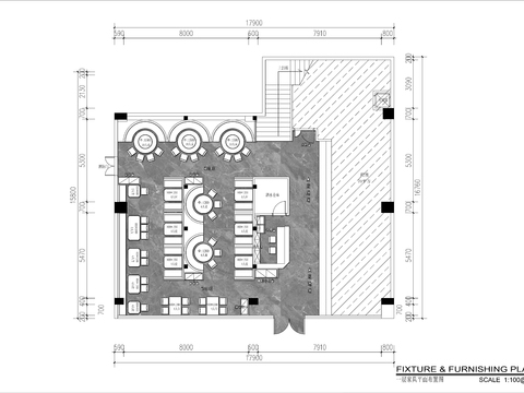  800㎡两层港式酒楼餐厅cad平面图 