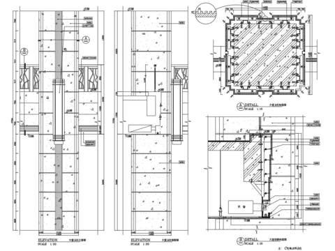  大堂石材柱CAD大样图 