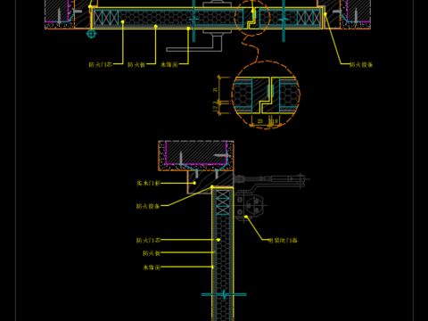  木制子母防火门CAD施工图 