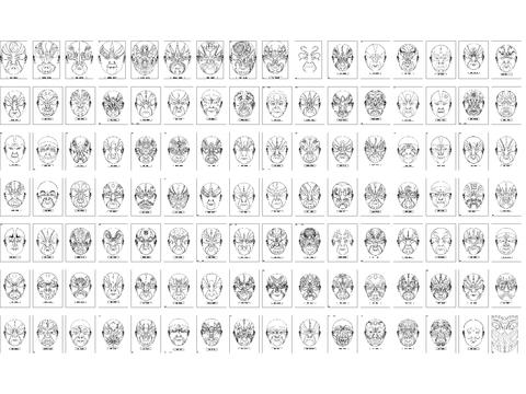  中式京剧脸谱图库 图块 图集cad图库 