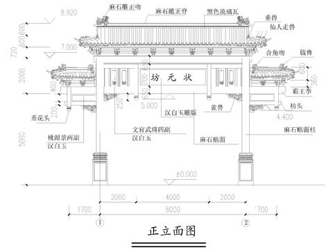  牌坊CAD节点大样 